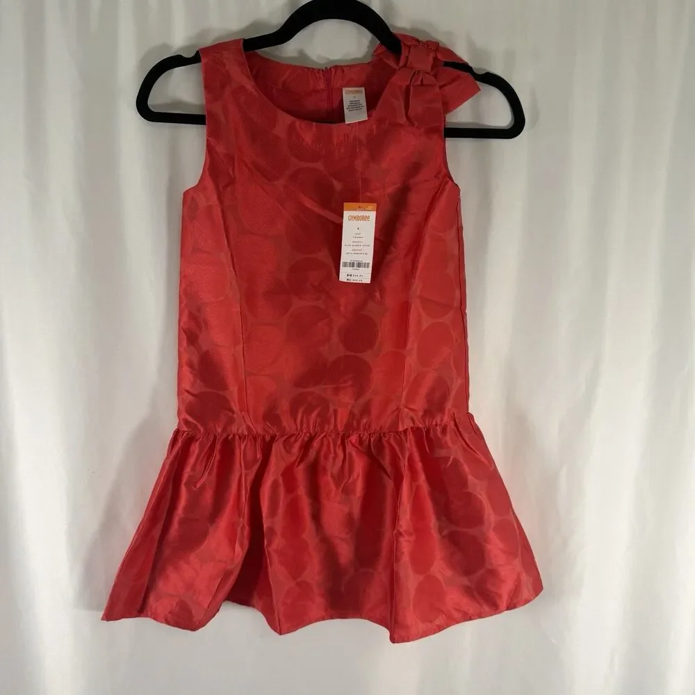 New Gymboree Dress Girls 8 Red Polka Dot Sleeveless Zip Back Bow Pullover